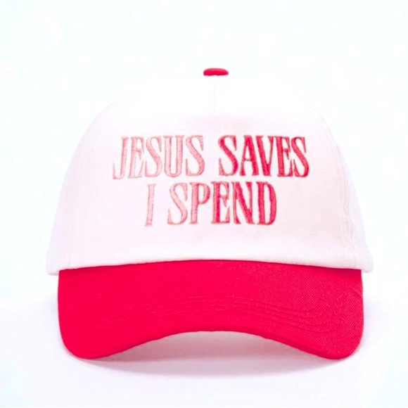Funny Christian Baseball Hat, Red and White - Picture 2 of 2